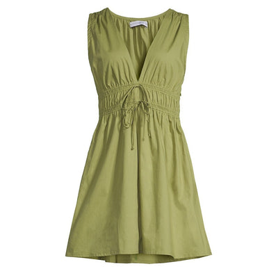 Faithfull The Brand Smocked Green San Michele Dress Size L