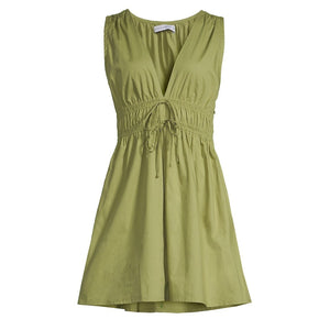 Faithfull The Brand Smocked Green San Michele Dress Size L