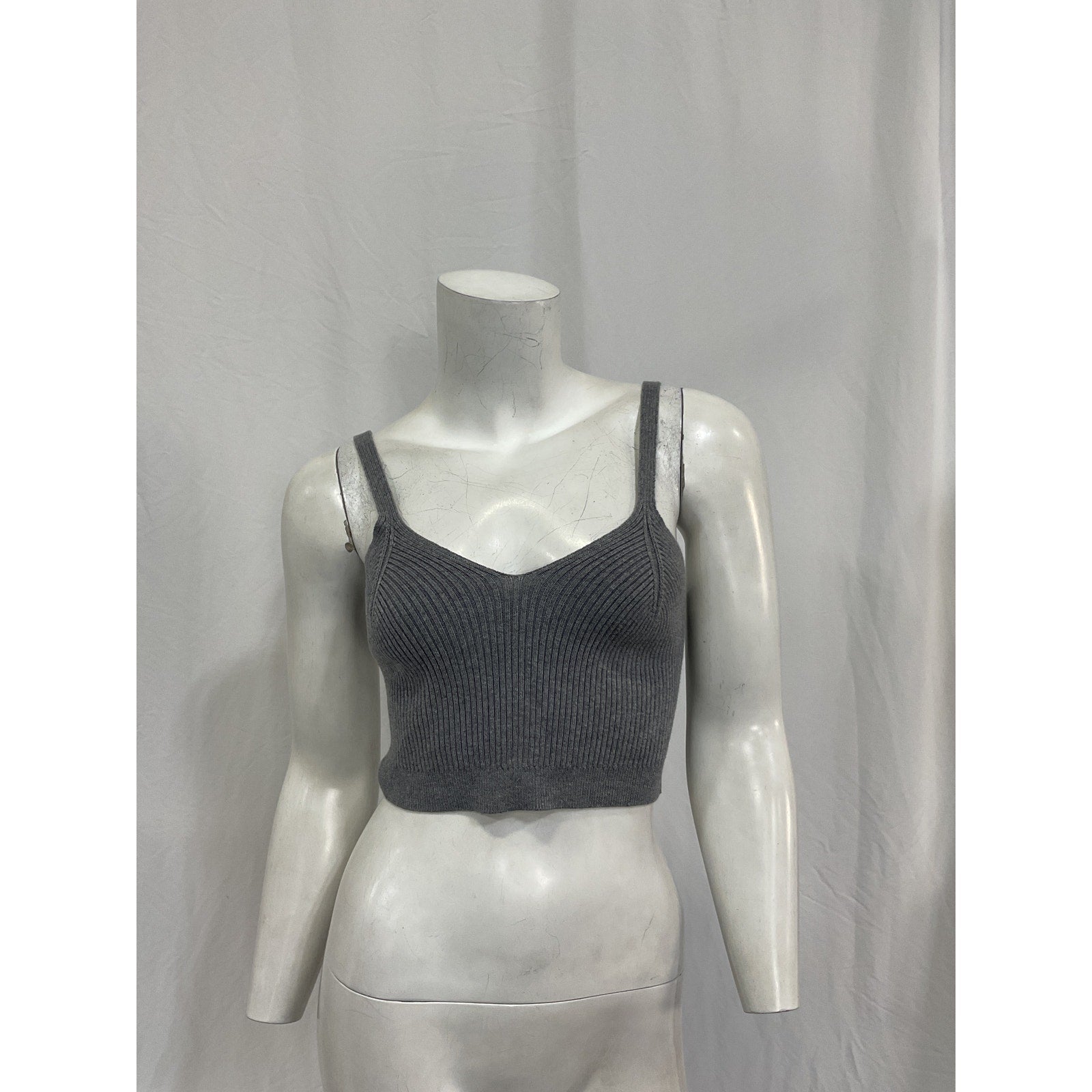 Grlfrnd Gwen Cropped Grey Cotton Tank Size M