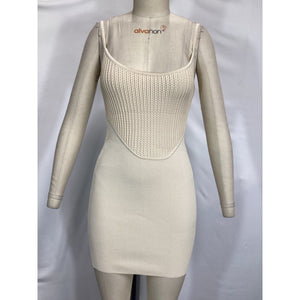 Michael Costello 'Oline' Mini Knit White Dress Size S
