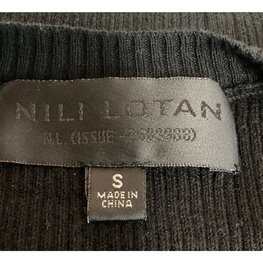 Nili Lotan 'Italia' Black Cotton Ribbed Sweater Size S