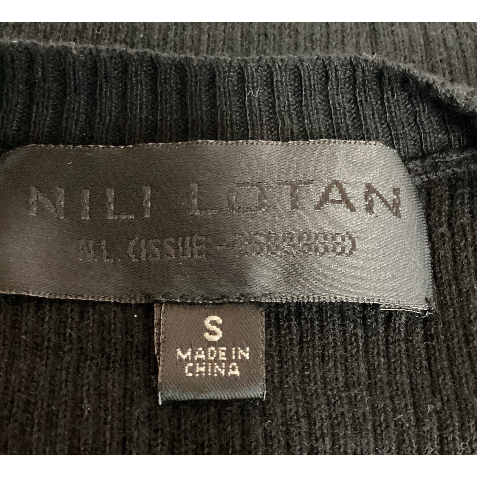 Nili Lotan 'Italia' Black Cotton Ribbed Sweater Size S