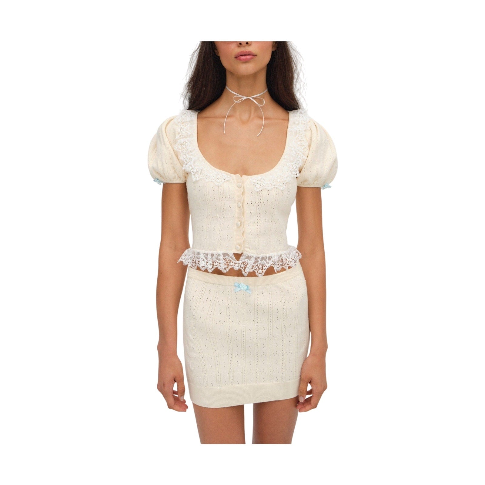 For Love & Lemons 'Daniela' Cream Cotton Knit Top Size M