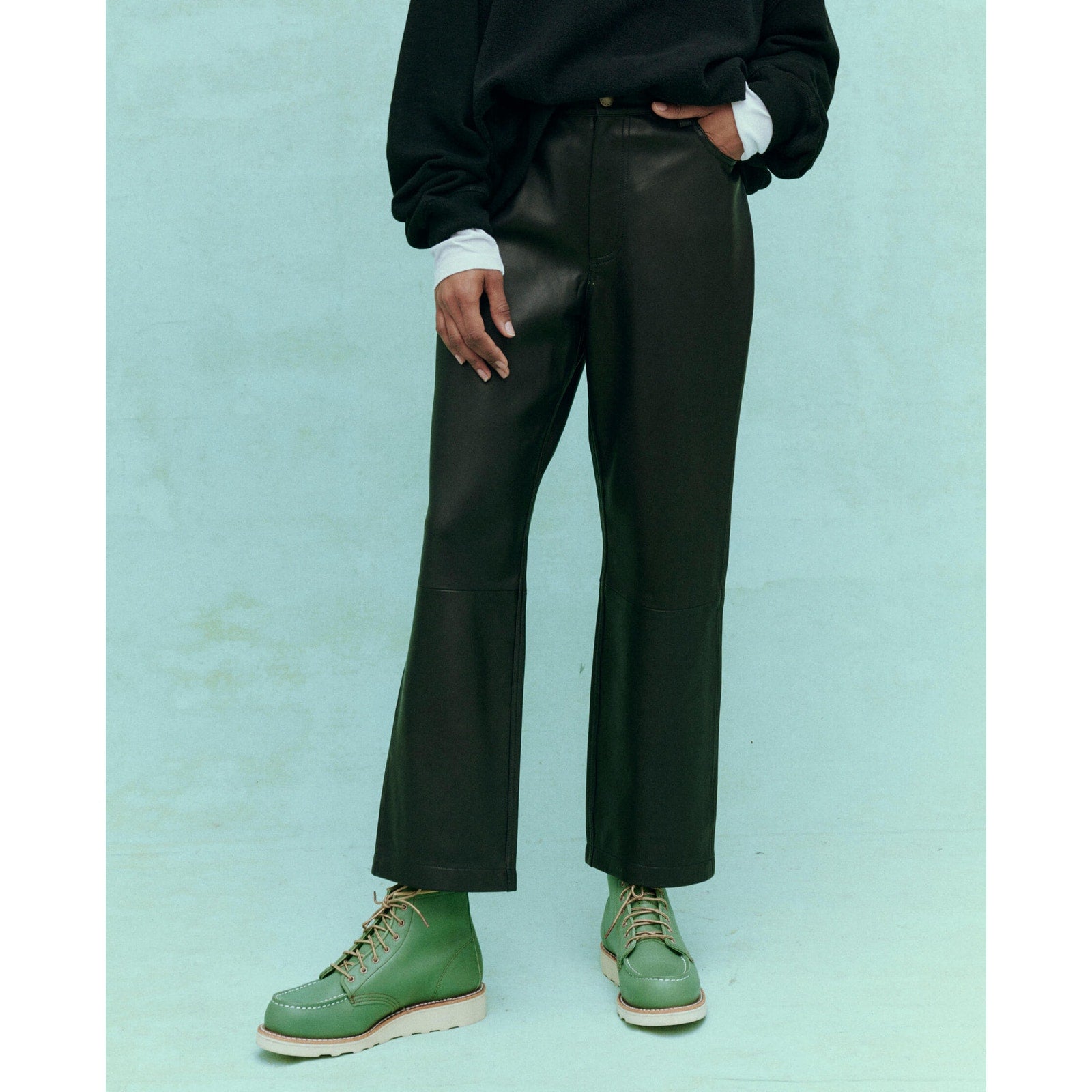 The Great. The Leather 'Wayne' Black Leather Pant Size 28