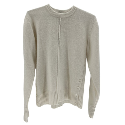 Peter Do Textured Cream Center Seam Button Hem Sweater Size S