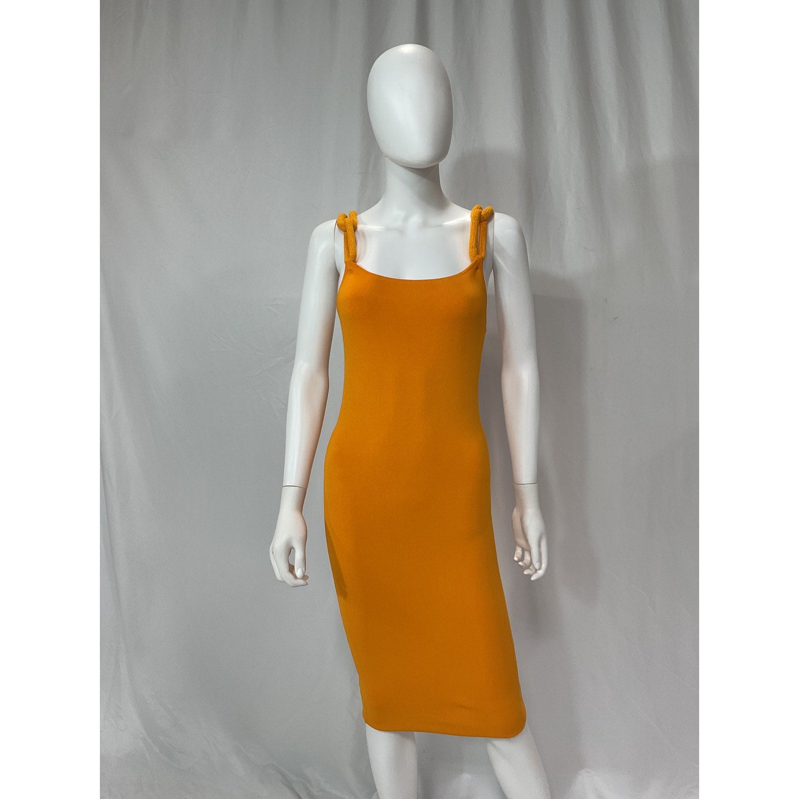 Alice + Olivia 'Alina' Brown Rib-Knit Square Neck Sleeveless Midi-Dress Size S