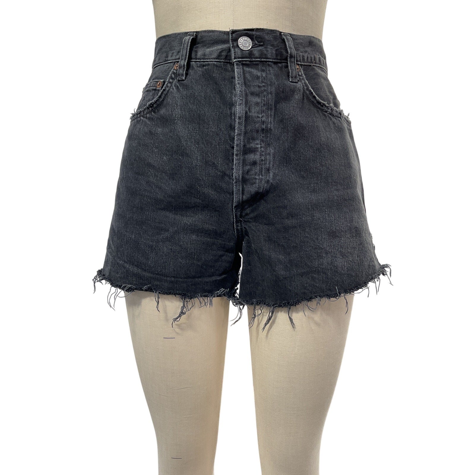 Agolde 'Dee' Black Cotton Short Size 28