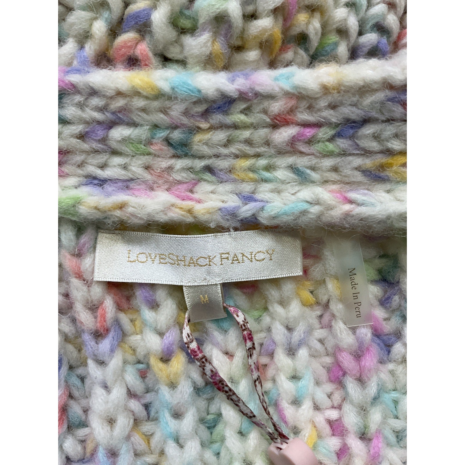 Loveshackfancy 'Meli' White V Neck Cotton Cardigan Size M