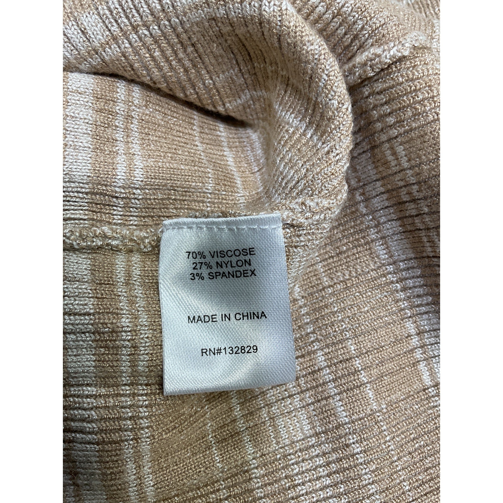 L'Academie By Marianna 'Halia' Beige Viscose Midi Knit Dress With Slit Size S - NWT