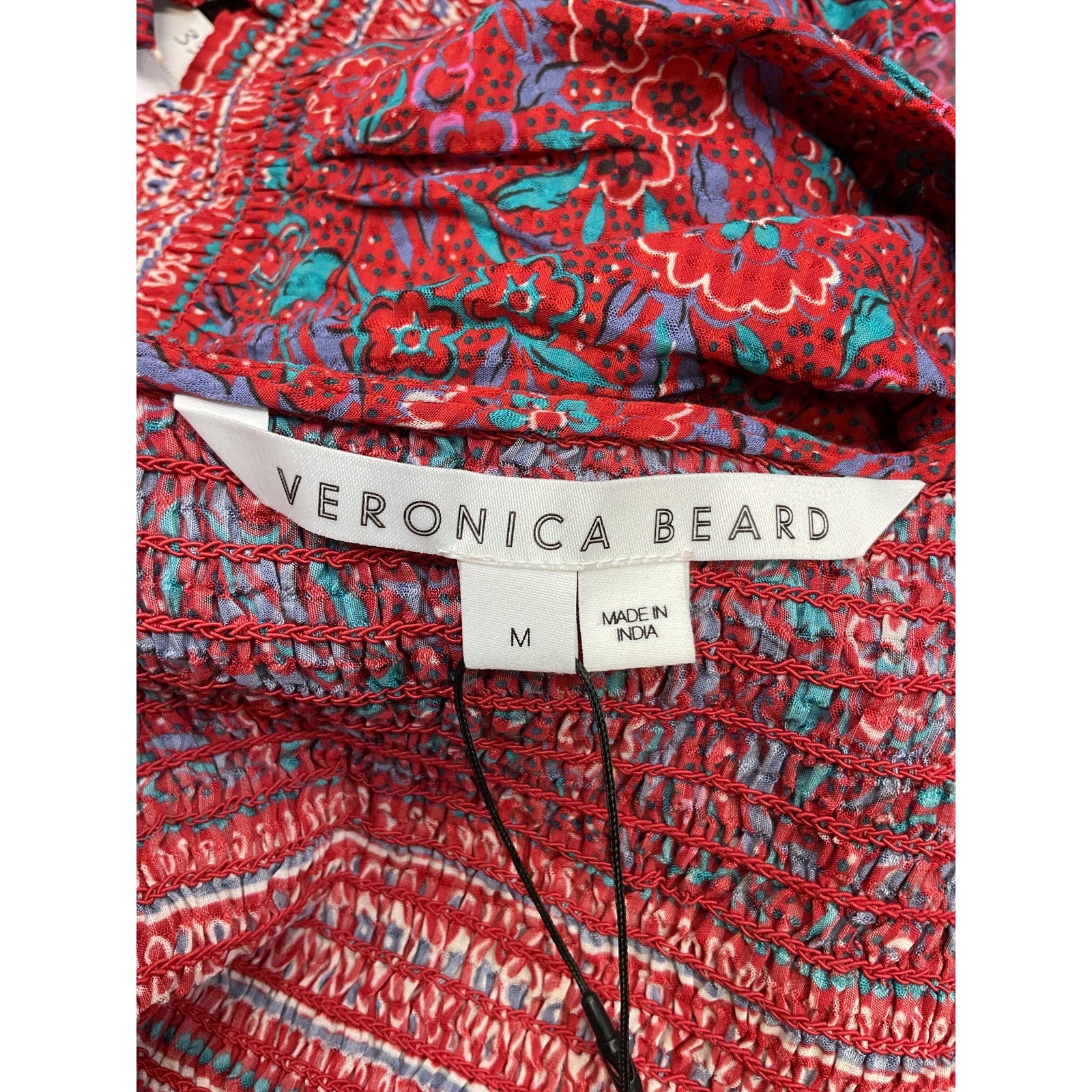 Veronica Beard 'Sarah' Red Viscose Floral Tie Top Size M