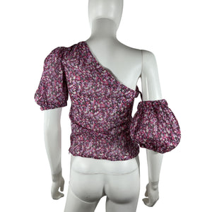 Isabel Marant One-Shoulder Magenta Liddy Top Size 34