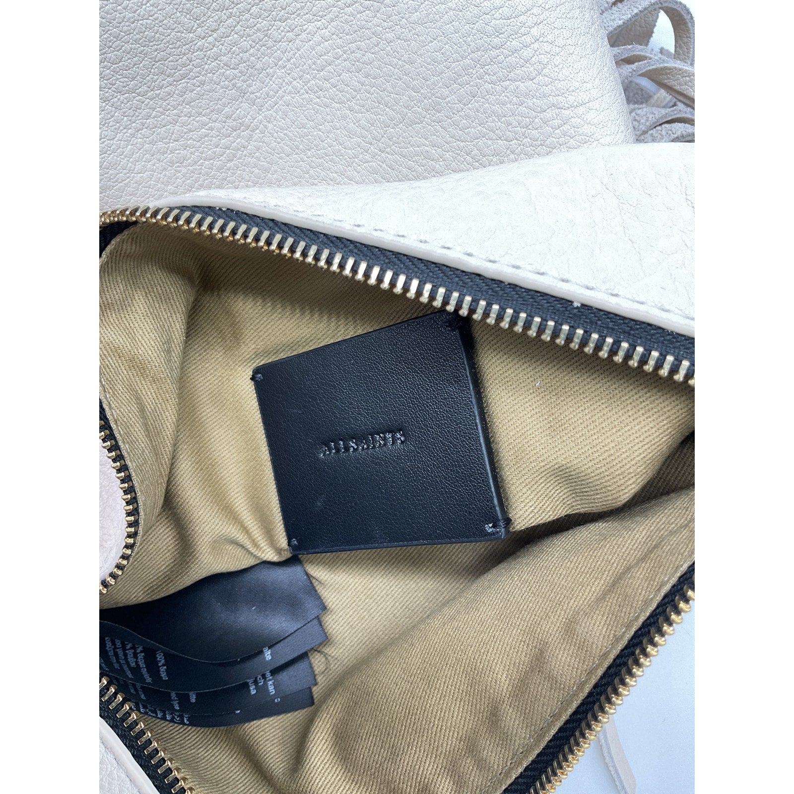 Allsaints 'Evaline' White Leather Fringe Crossbody Bag