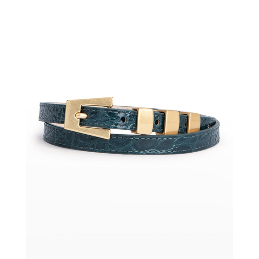 By Far Vic Petrol Green Circular Croco Em Size M / 85 CM