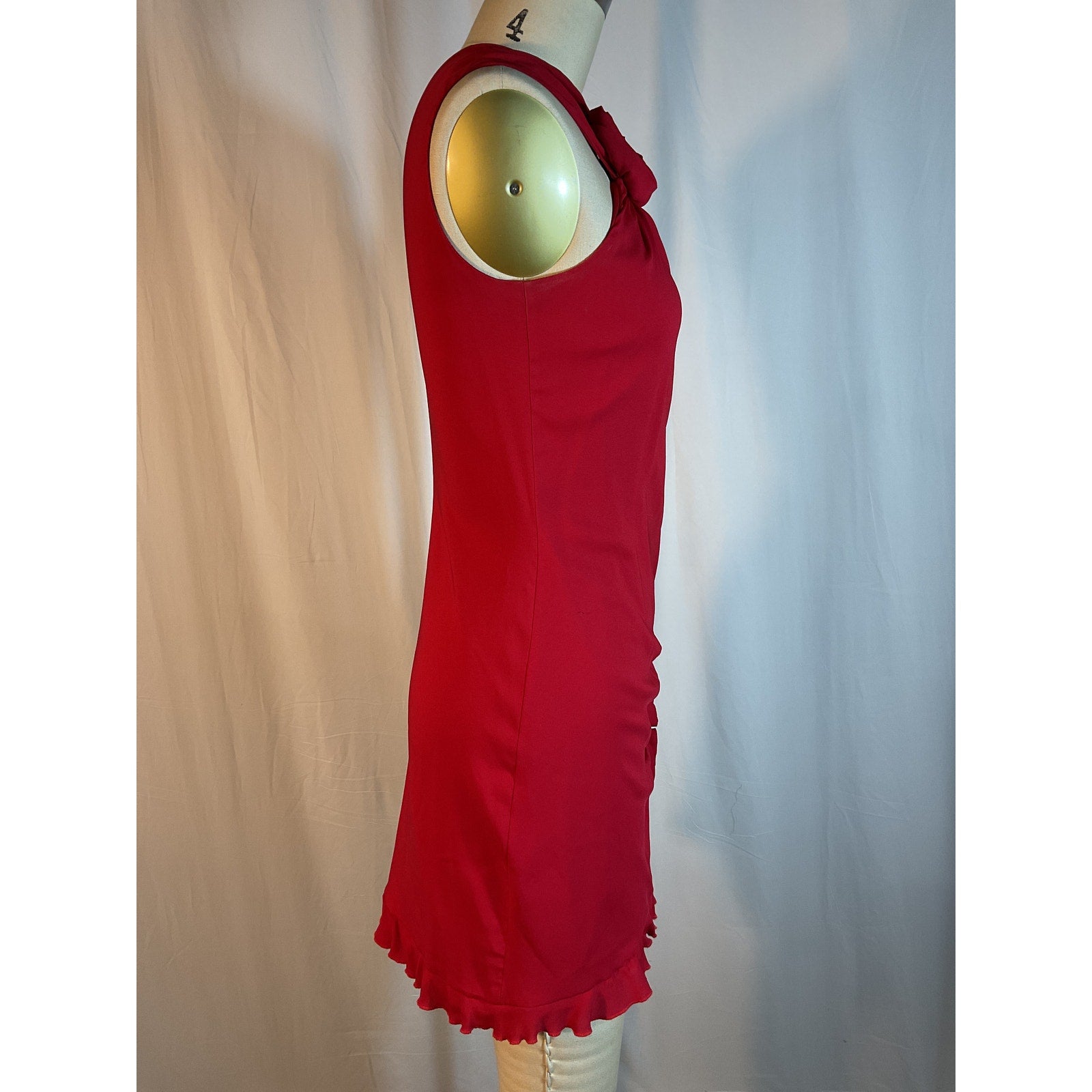 Blumarine Red Crepe One Shoulder Mini Dress Size 6