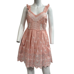 LoveShackFancy Embroidered Bubble Bath Pink Mochi Mini Dress Size 2