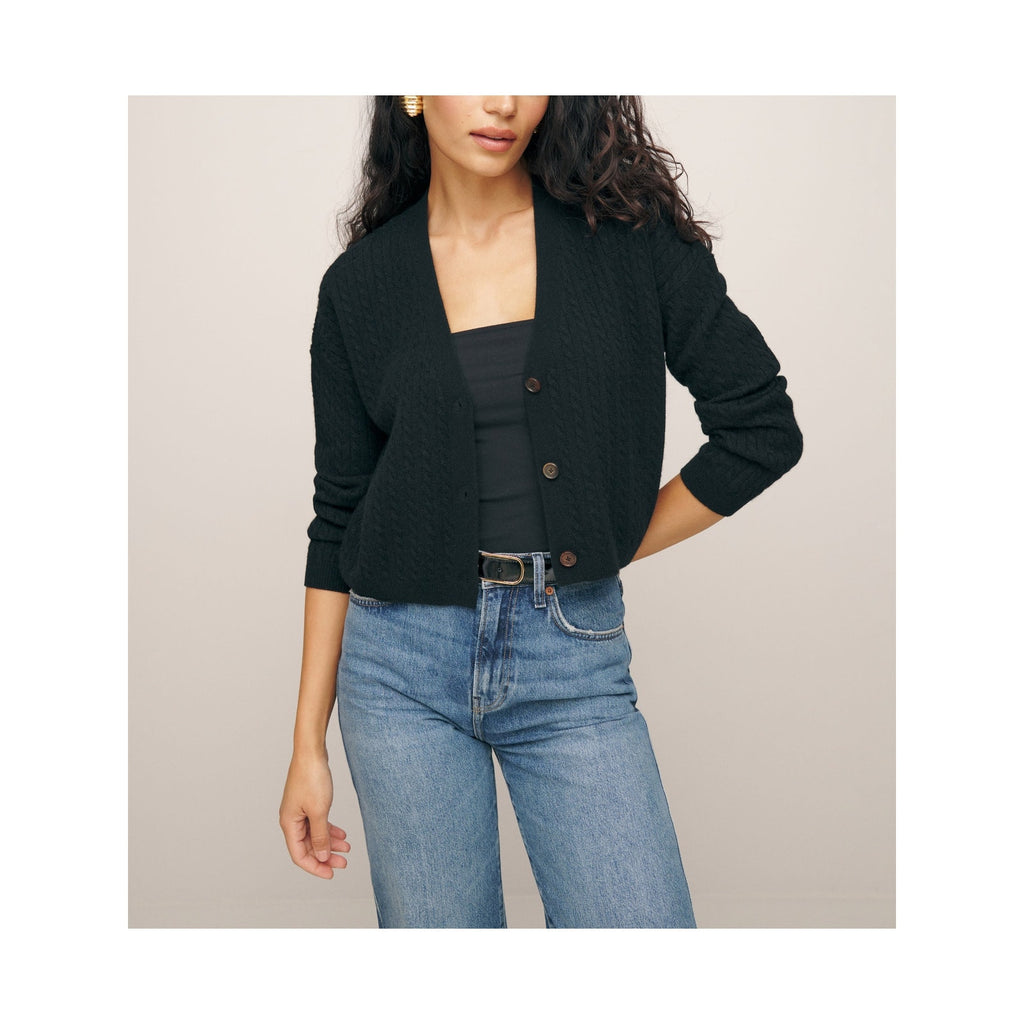 Reformation 'Giusta' Black Cashmere Cropped Cardigan Size XS - NWT