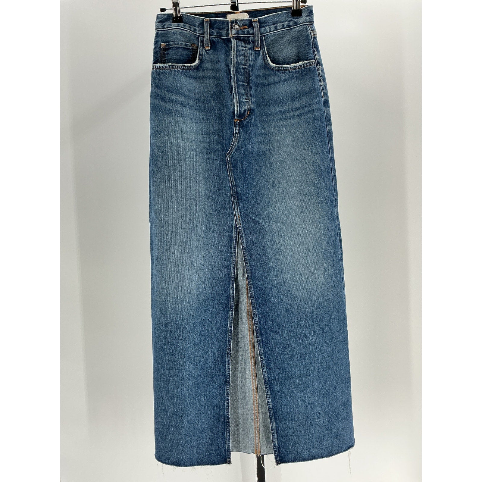 Favorite Daughter 'The Sadie' Blue Cotton High Rise Maxi A- Line Skirt Size 26