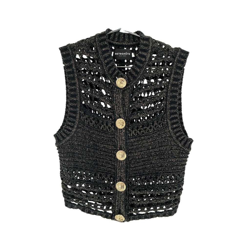Retrofete 'Delma' Black Cotton Top Size XS