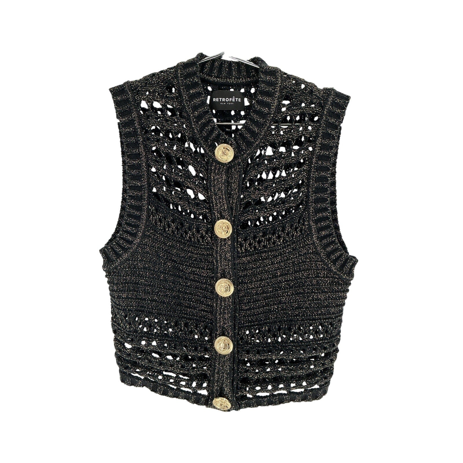 Retrofete 'Delma' Black Cotton Top Size XS