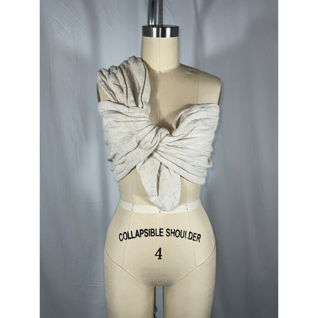 Just Bee Queen 'Sol' Beige Linen Top Size M