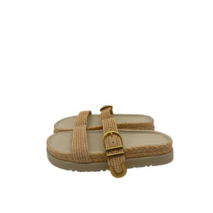 Simkhai 'Aida' Beige Rubber Raffia Buckle Sandals Size 40