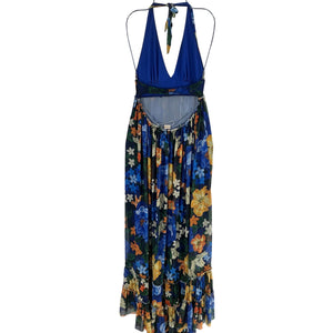 Agua Bendita Floral Blue Multi Ashley Maxi Dress Size M