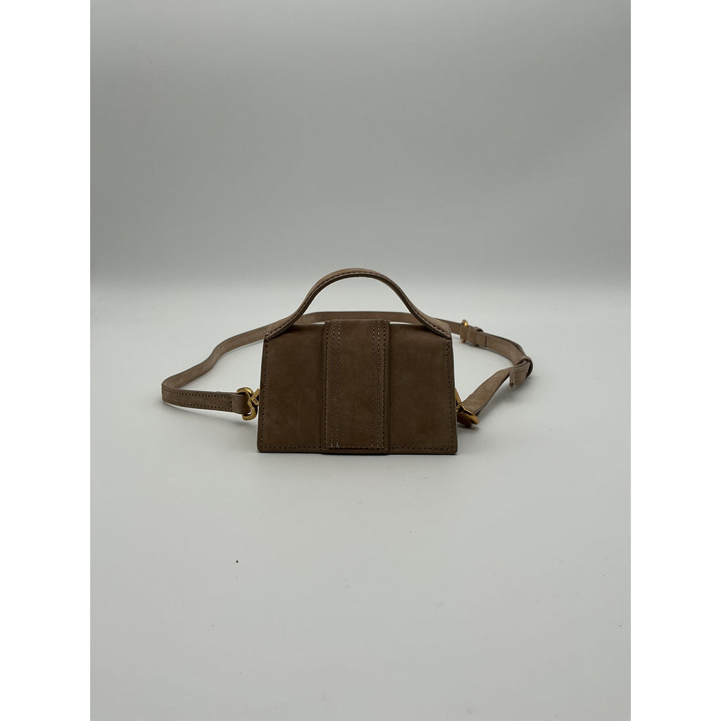 Jacquemus 'Le Petit Bambino' Tan Leather Suede Shoulder Bag