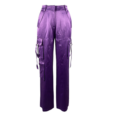 Retrofête Satin Purple Andre Cargo Pants Size XS