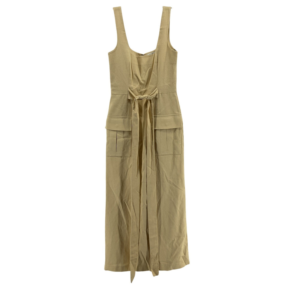 Usisi Sister 'Leah' Yellow Cotton Tie-Detailed Gauze Midi Dress Size XS