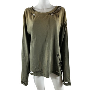 Acne Studios Distressed Gray Embroidered Crewneck Sweater Size S