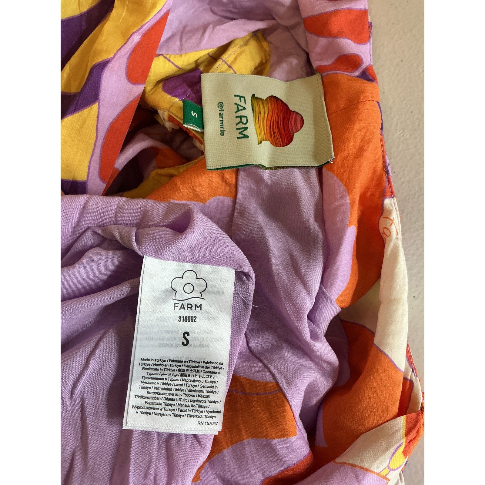 Farm Rio 'Lee' Orange Cotton Floral Sleeveless Maxi Dress Size S