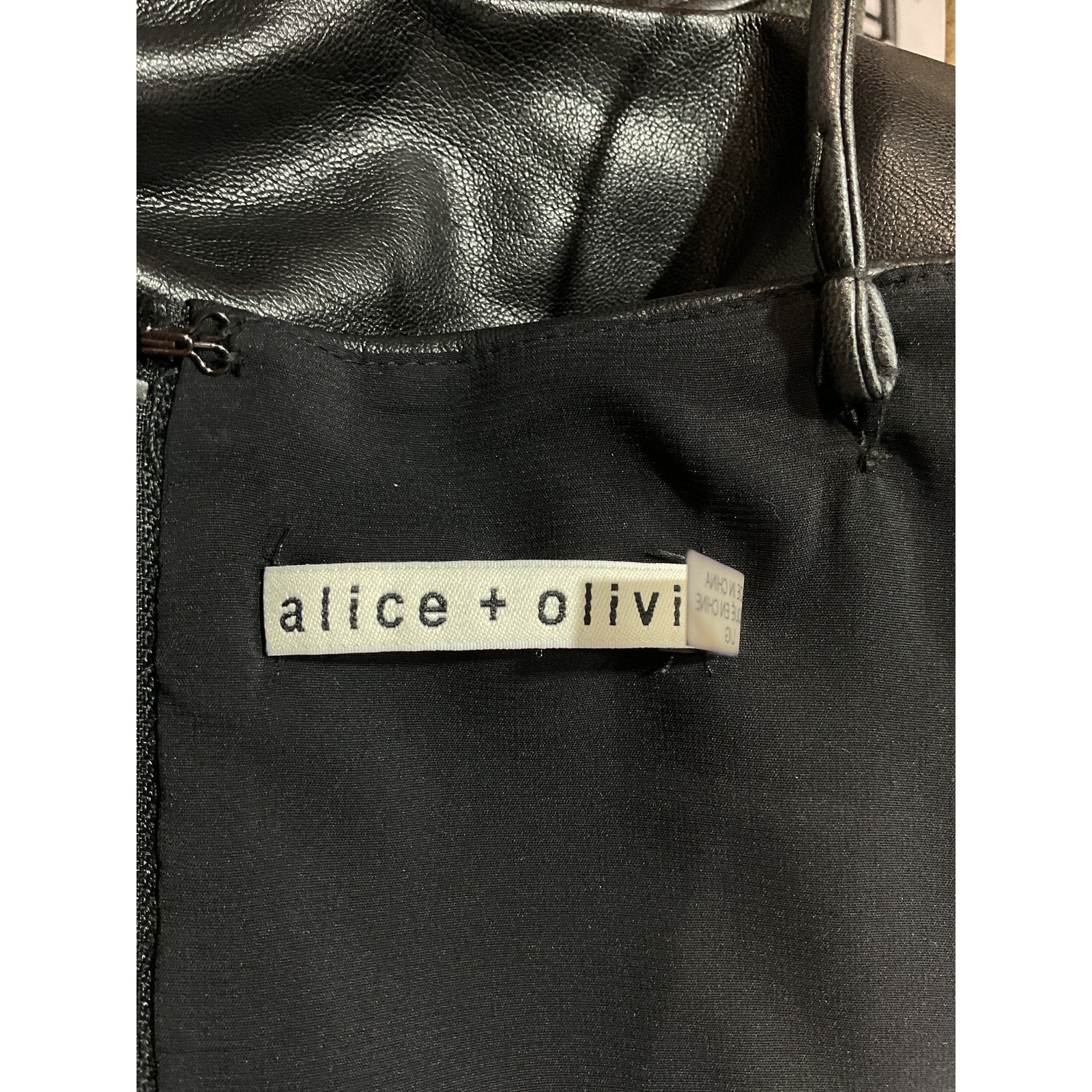 Alice + Olivia 'Zumi' Black Vegan Leather Halter Top Size L