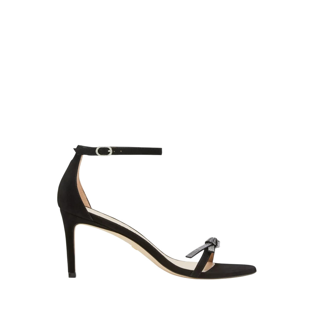 Stuart Weitzman 'Nudist' Black Suede Sw Bow 75 Sandal Size 9
