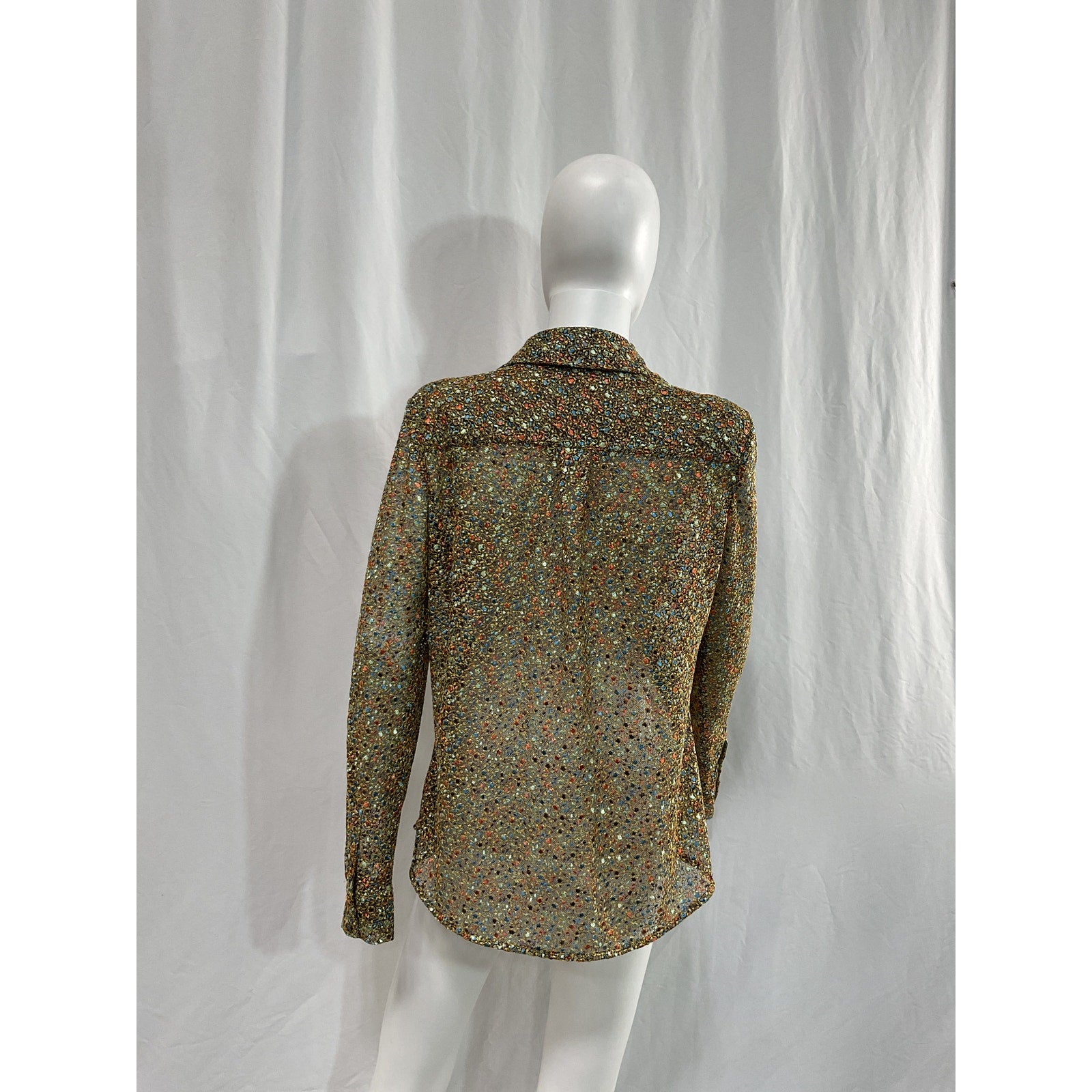 Ramy Brook 'Tien' Brown Button Down Long Sleeve Top Size L