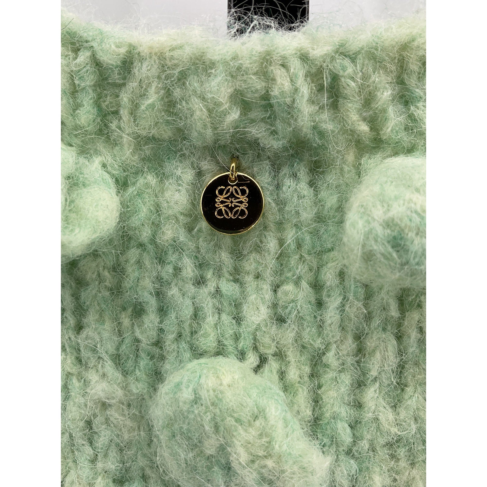 Loewe Cropped Green Acrylic Sweater With Dot Details Size S