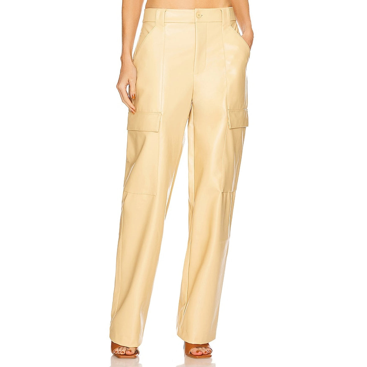 Helsa Waterbased Faux Leather Tan Cargo Size S Pants