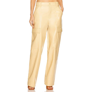 Helsa Waterbased Faux Leather Tan Cargo Size S Pants