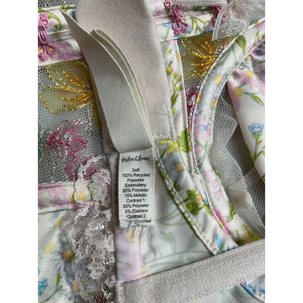 For Love & Lemons 'Glitter' Pink Polyester Garden Bustier Top Size S