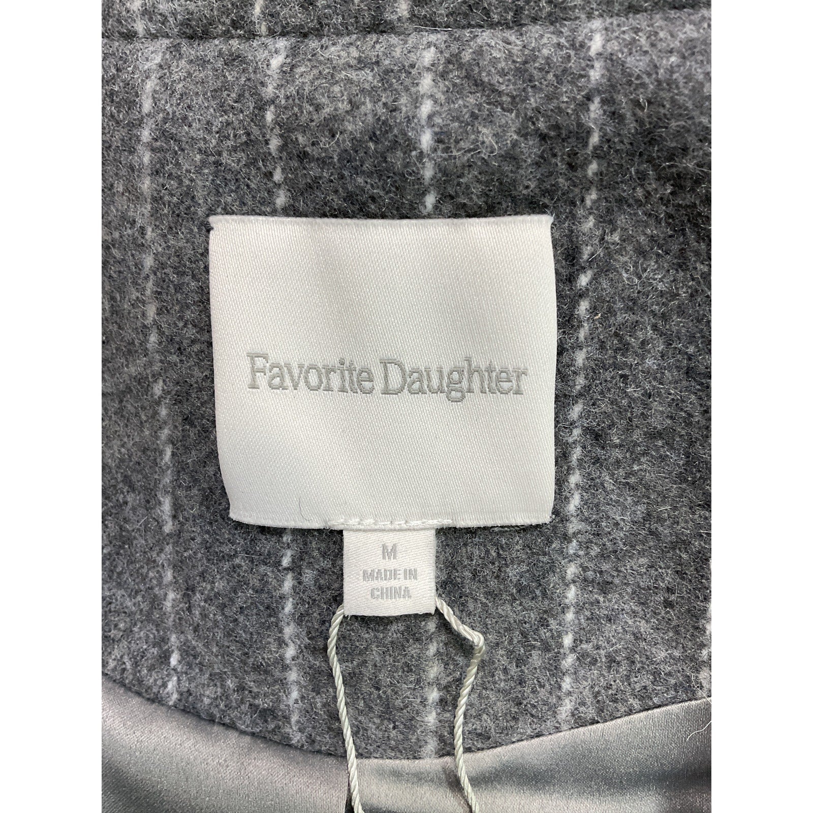Favorite Daughter 'The Simon' Grey Pinstripe Double Breasted Longline Coat Size M - NWT