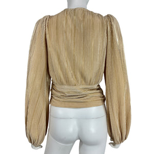 Astr The Label Pleated Beige Braydon Blouse Size M