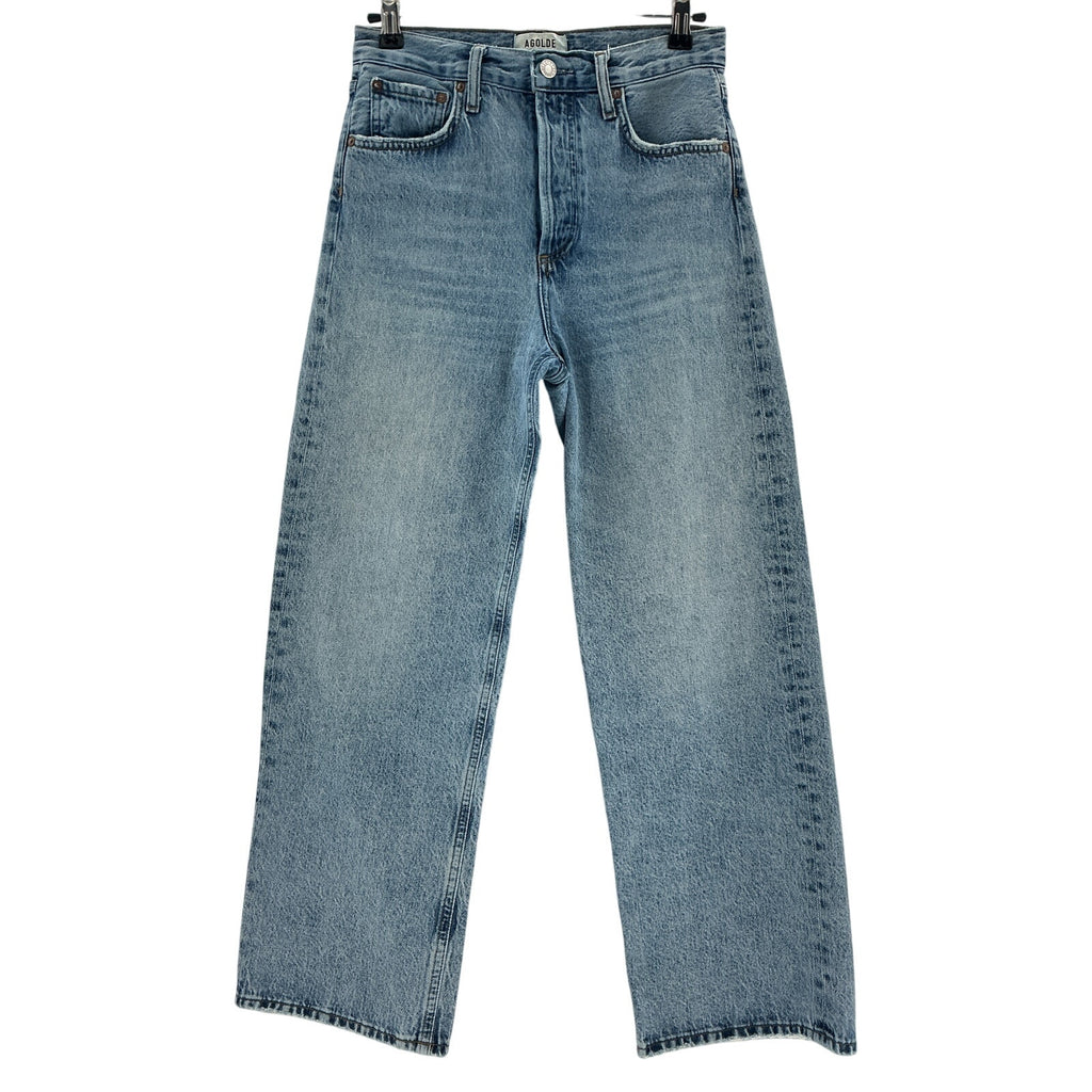 Agolde Ren: High Rise Blue Cotton Wide Leg Denim Jean Size 25