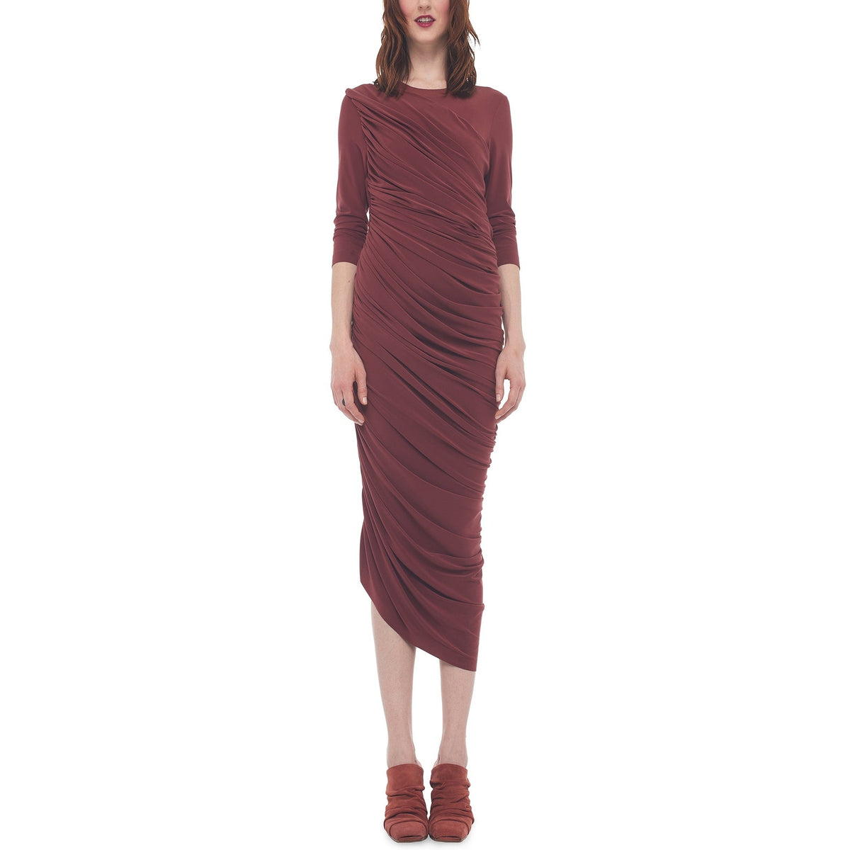 Norma Kamali Ruched Copper Diana Gown Size M