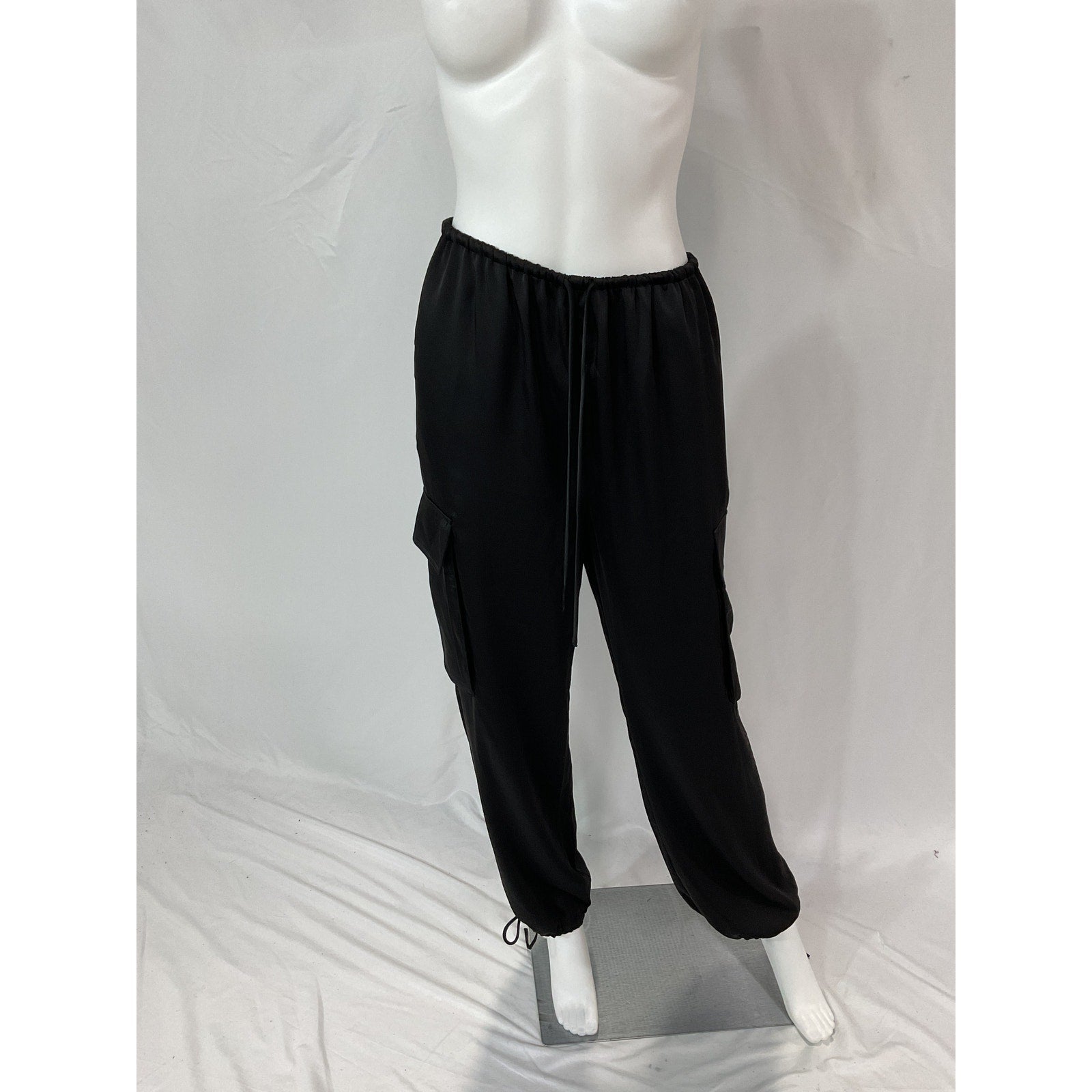 L'Academie 'Elvira' Black Satin Cargo Pant Size XS - NWT