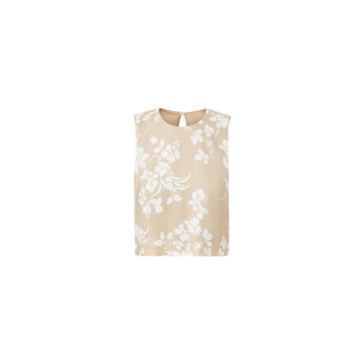 Veronica Beard Floral Beige Clarendon Linen Blend Tank Size 0 Top