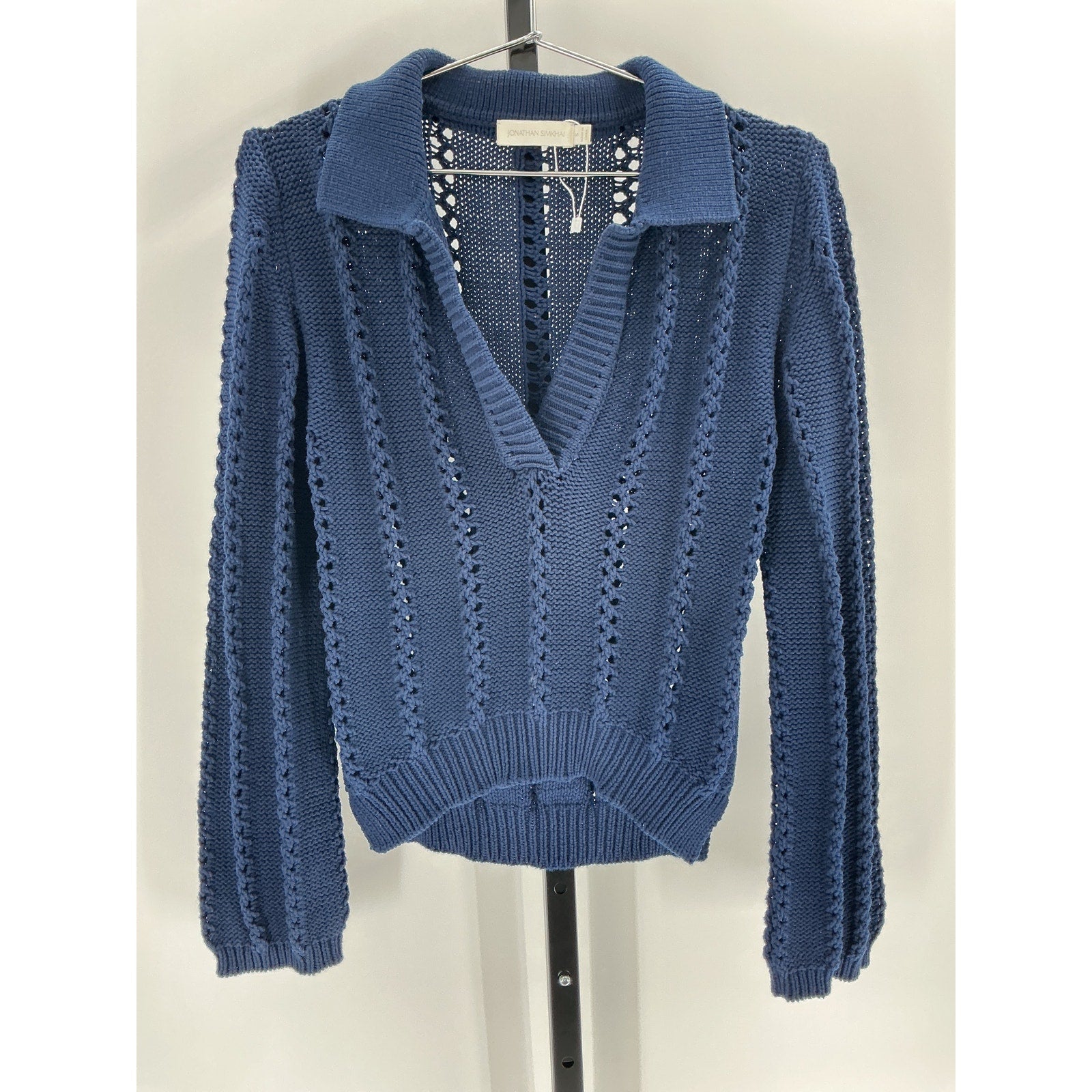 Jonathan Simkhai 'Berenice' Blue Cotton Polo Size S