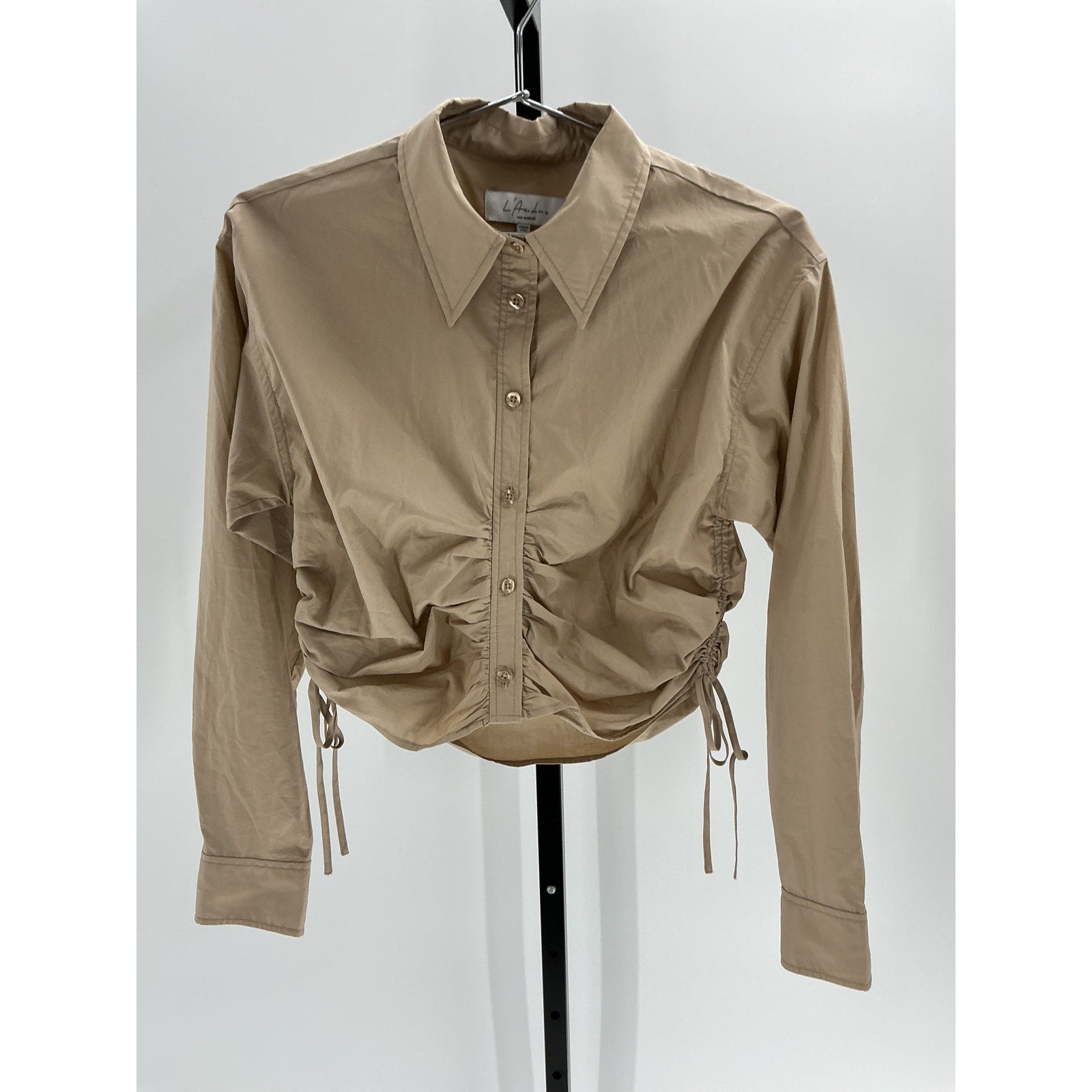 L'Academie 'The Lena' Tan Cotton Blouse Size S
