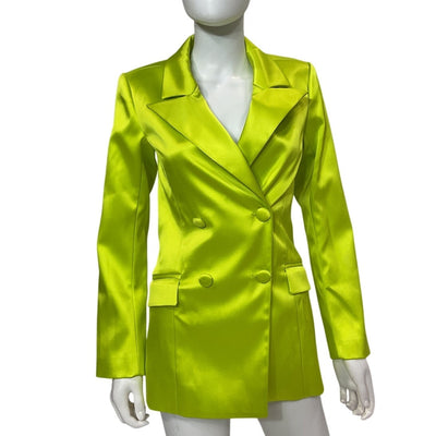 Michael Costello Satin Neon Green Marissa Blazer Size XS NWT