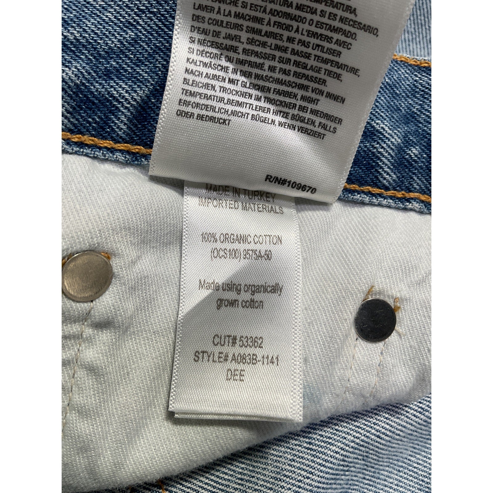 Agolde 'Riley' Blue Cotton Cut-Off Denim Shorts Size 25