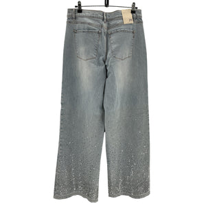 Alice & Olivia Embellished Blue Wide Leg Denim Jeans Size 28