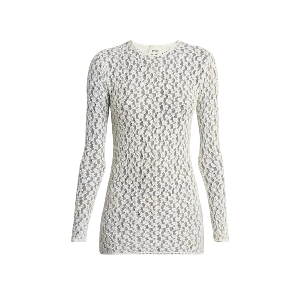 Isabel Marant 'Gaelle' Cream Nylon Floral Stretch Lace Top Size 38